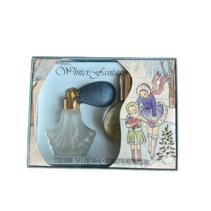 Vintage Delagar "Winter Fantasy" Cologne and Atomizer Set NOS 1980 Blue
